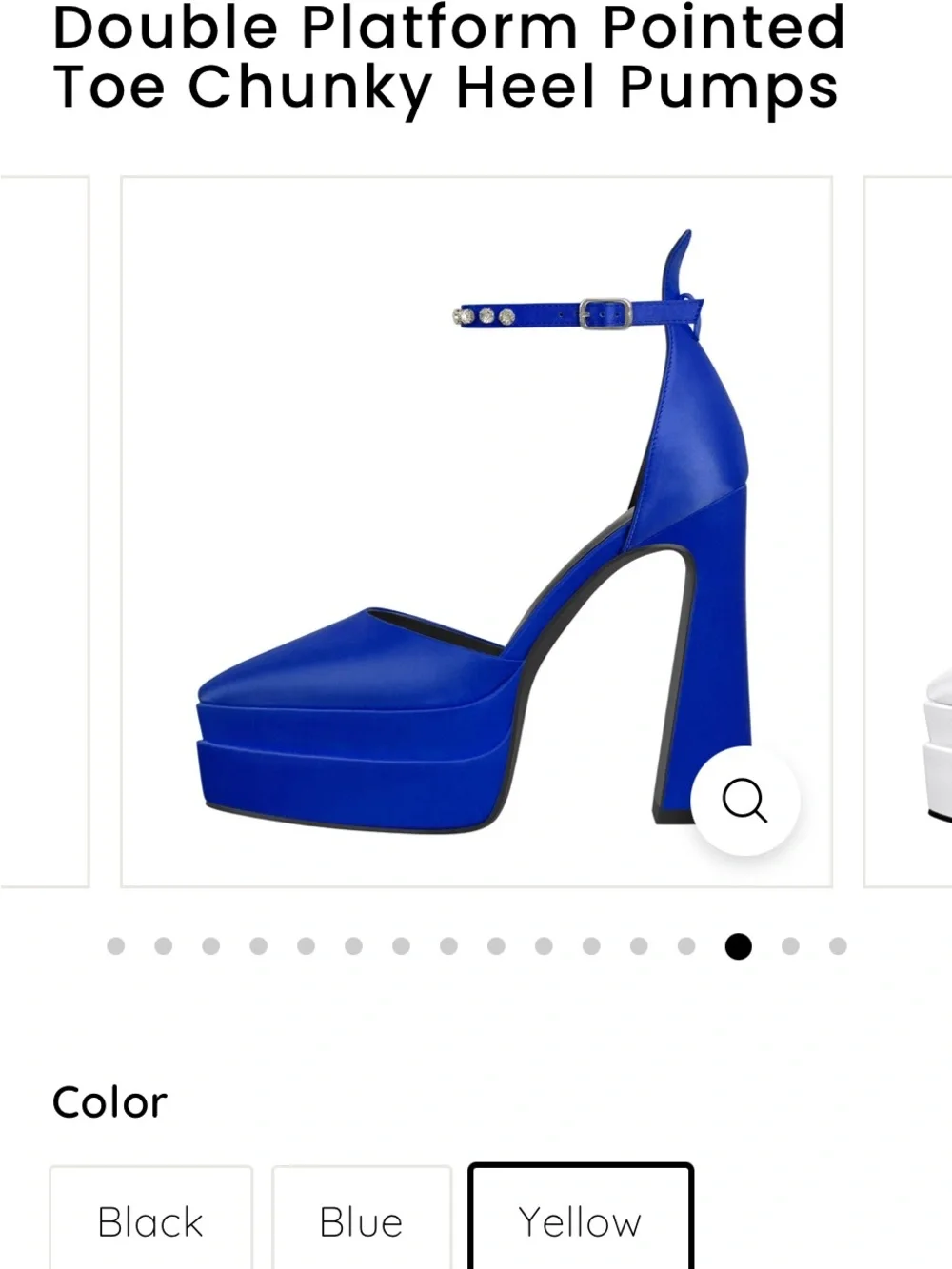 Bold Blue Double Platform Pointed-Toe Pumps with Ankle Strap
